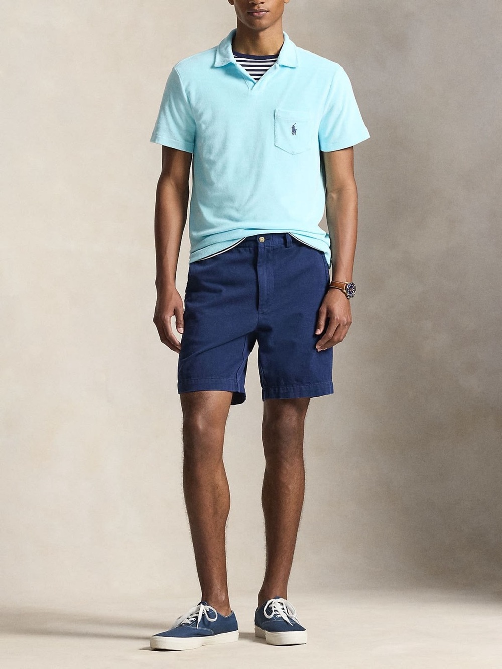 Polo by Ralph Lauren Light Blue Flat-Front Chino Shorts